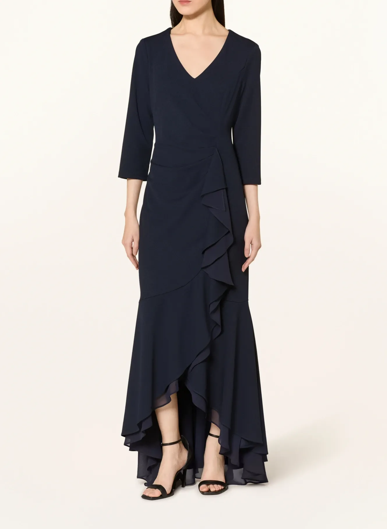 Abendkleid mit 3/4-Arm und Volants