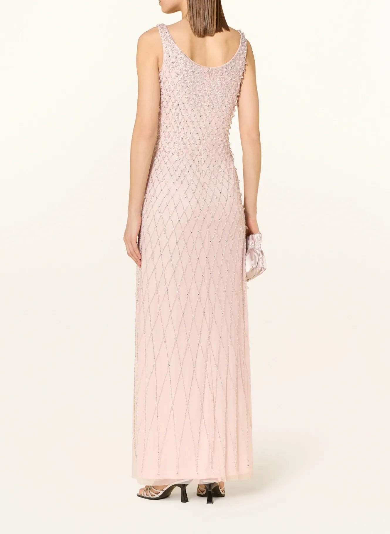 Abendkleid mit Pailletten und Schmuckperlen