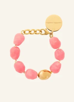 Armbänder ORGANIC PEARL BRACELET WITH GOLD WATERMELON MARBLE by GLAMBOU