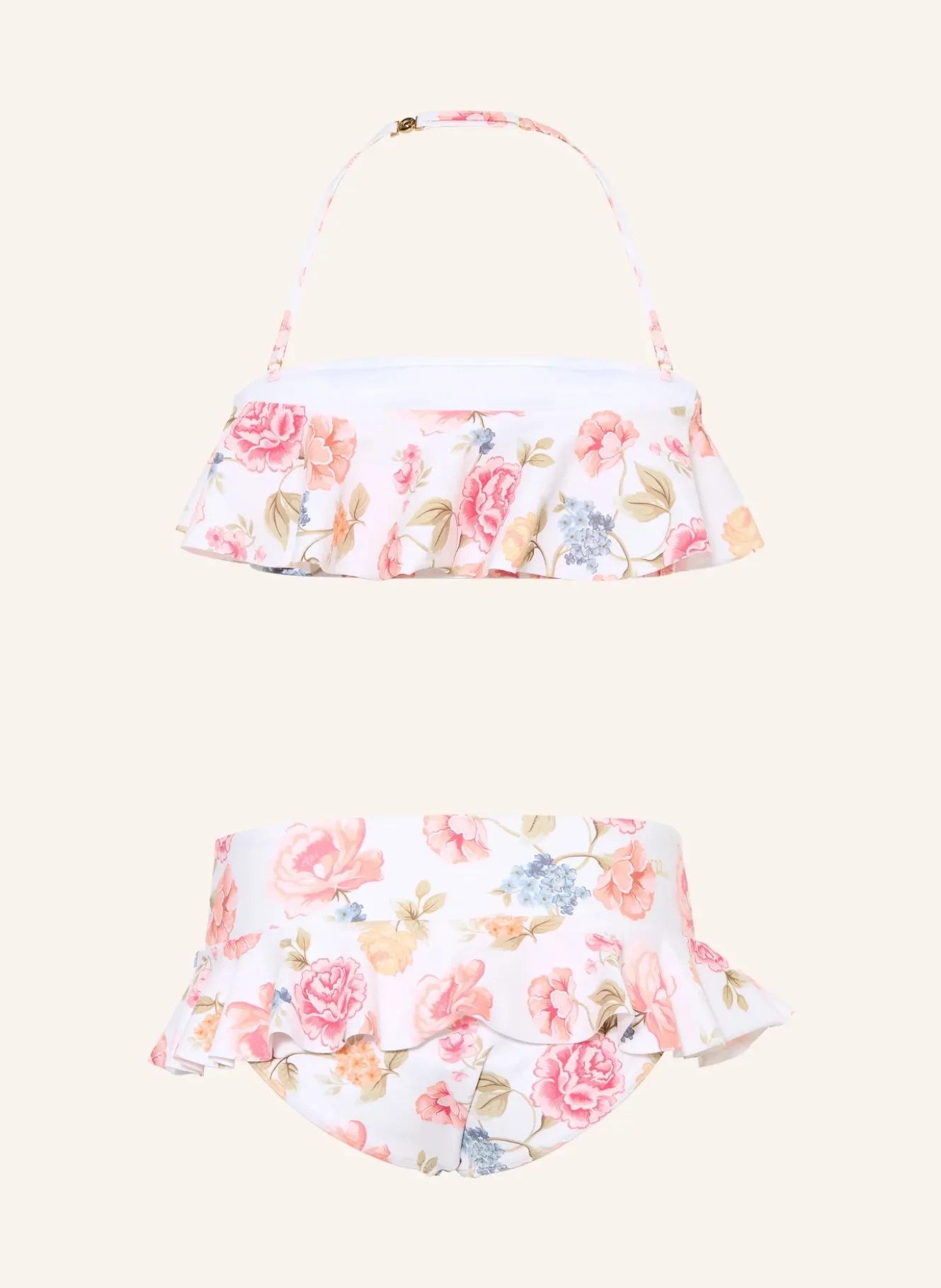 Bandeau-Bikini mit Volants