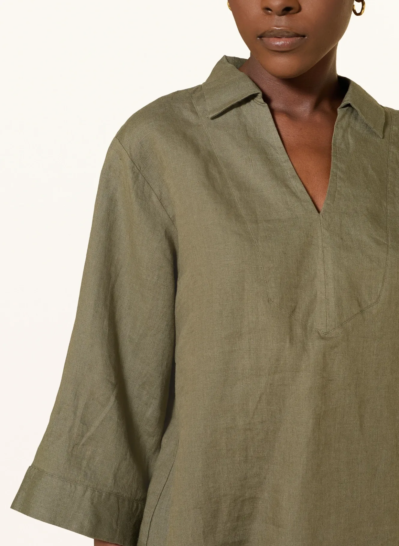 Blusenshirt aus Leinen mit 3/4-Arm