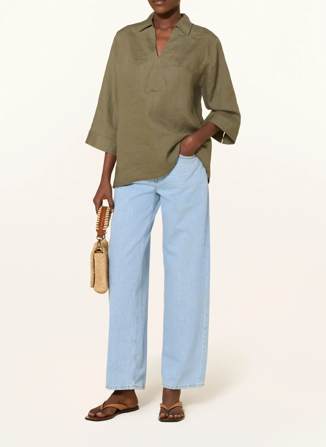 Blusenshirt aus Leinen mit 3/4-Arm