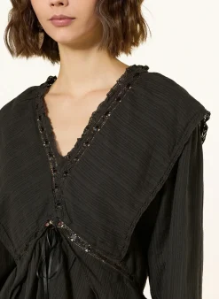 Blusenshirt DAMIENNE mit Leinen und Spitze