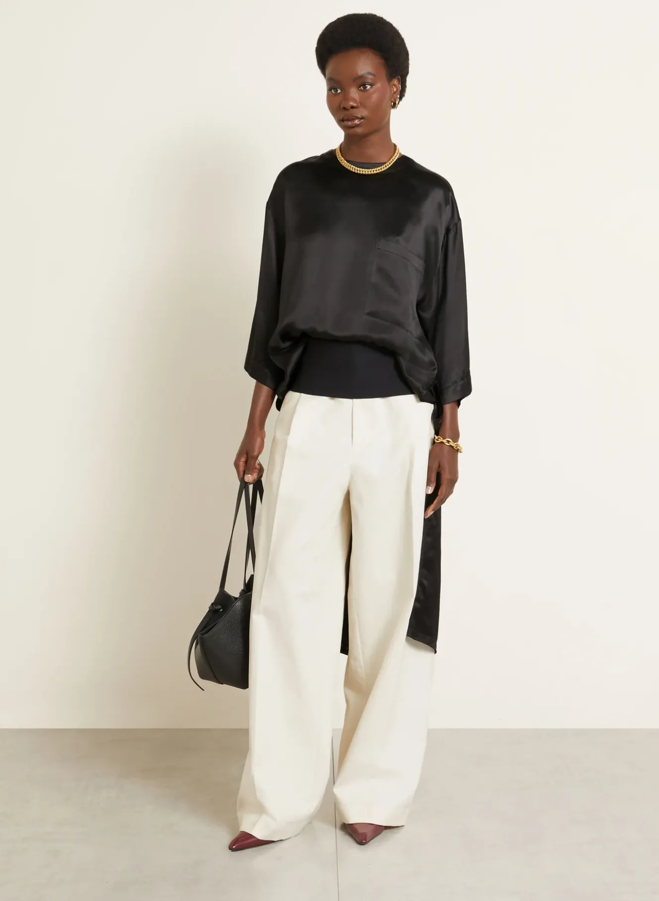 Blusenshirt TARA aus Satin mit 3/4-Arm