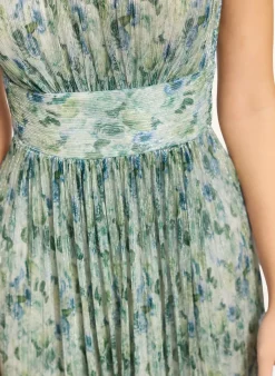 Cocktailkleid mit Plissees und Glitzergarn