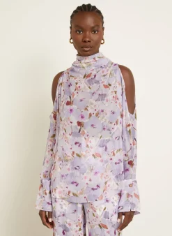Cold-Shoulder-Bluse aus Seide