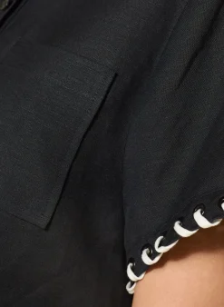 Cropped-Hemdbluse AUGGIE mit Leinen