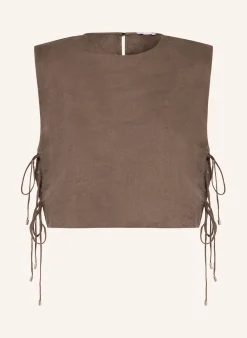 Cropped-Shirt aus Leinen