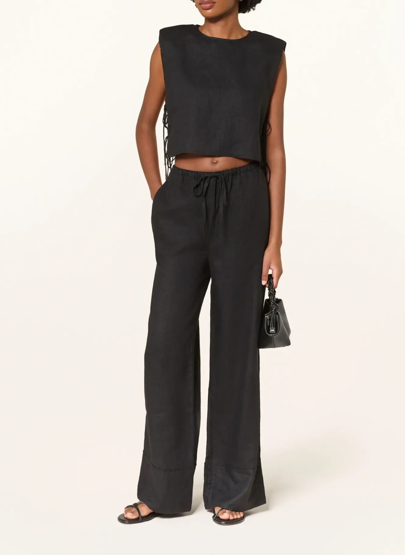 Cropped-Shirt aus Leinen
