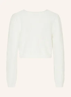 Cropped-Strickjacke mit Schmucksteinen