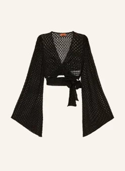 Cropped-Wickelbluse mit Glitzergarn