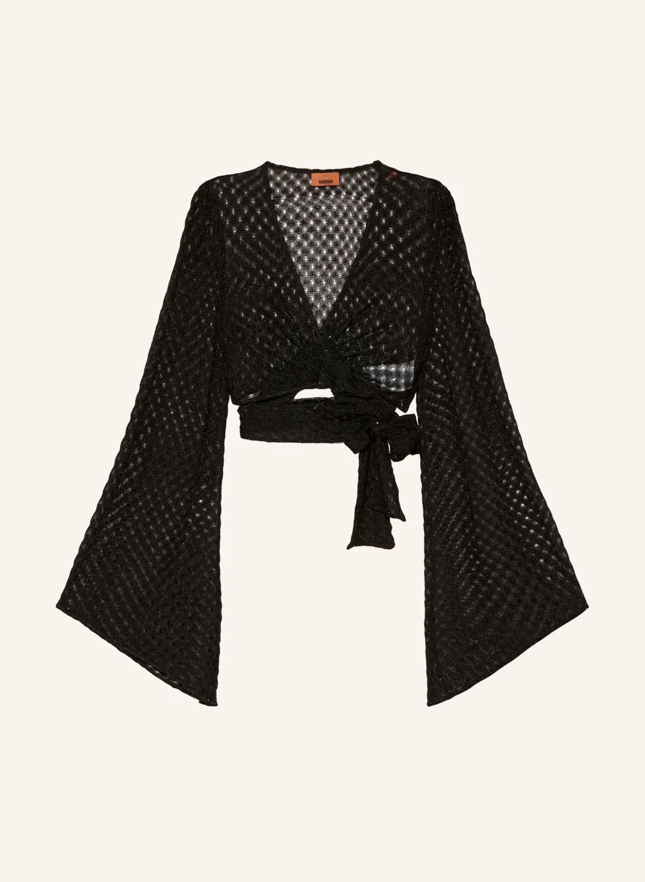 Cropped-Wickelbluse mit Glitzergarn