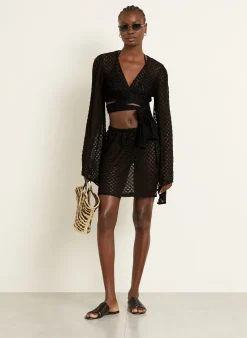 Cropped-Wickelbluse mit Glitzergarn