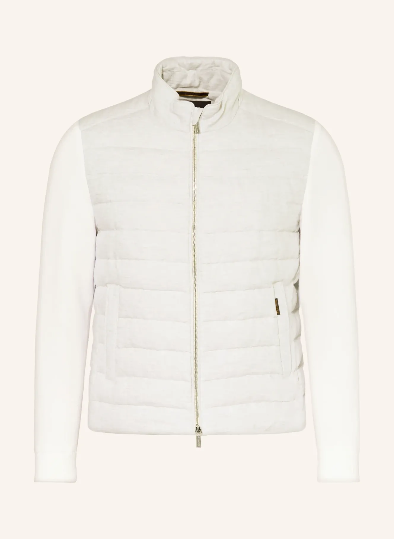 Daunenjacke im Materialmix mit Leinen