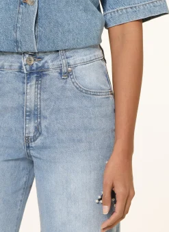 Flared Jeans mit Schmuckperlen
