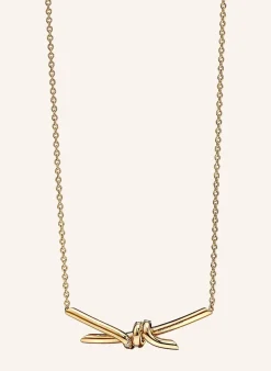 Halskette TIFFANY KNOT aus 18 Karat Gelbgold mit Diamanten im runden Brillantschliff