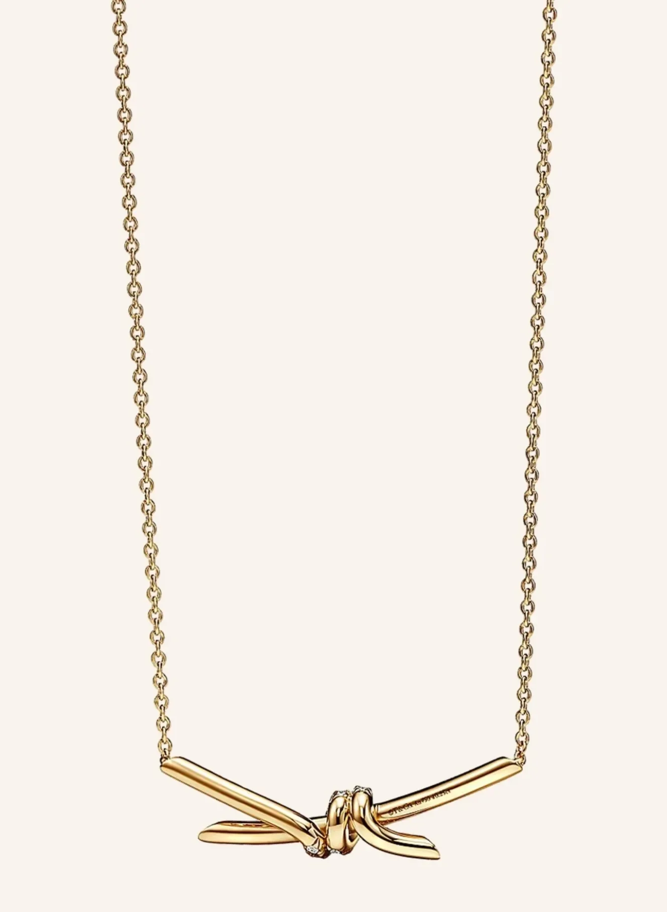 Halskette TIFFANY KNOT aus 18 Karat Gelbgold mit Diamanten im runden Brillantschliff