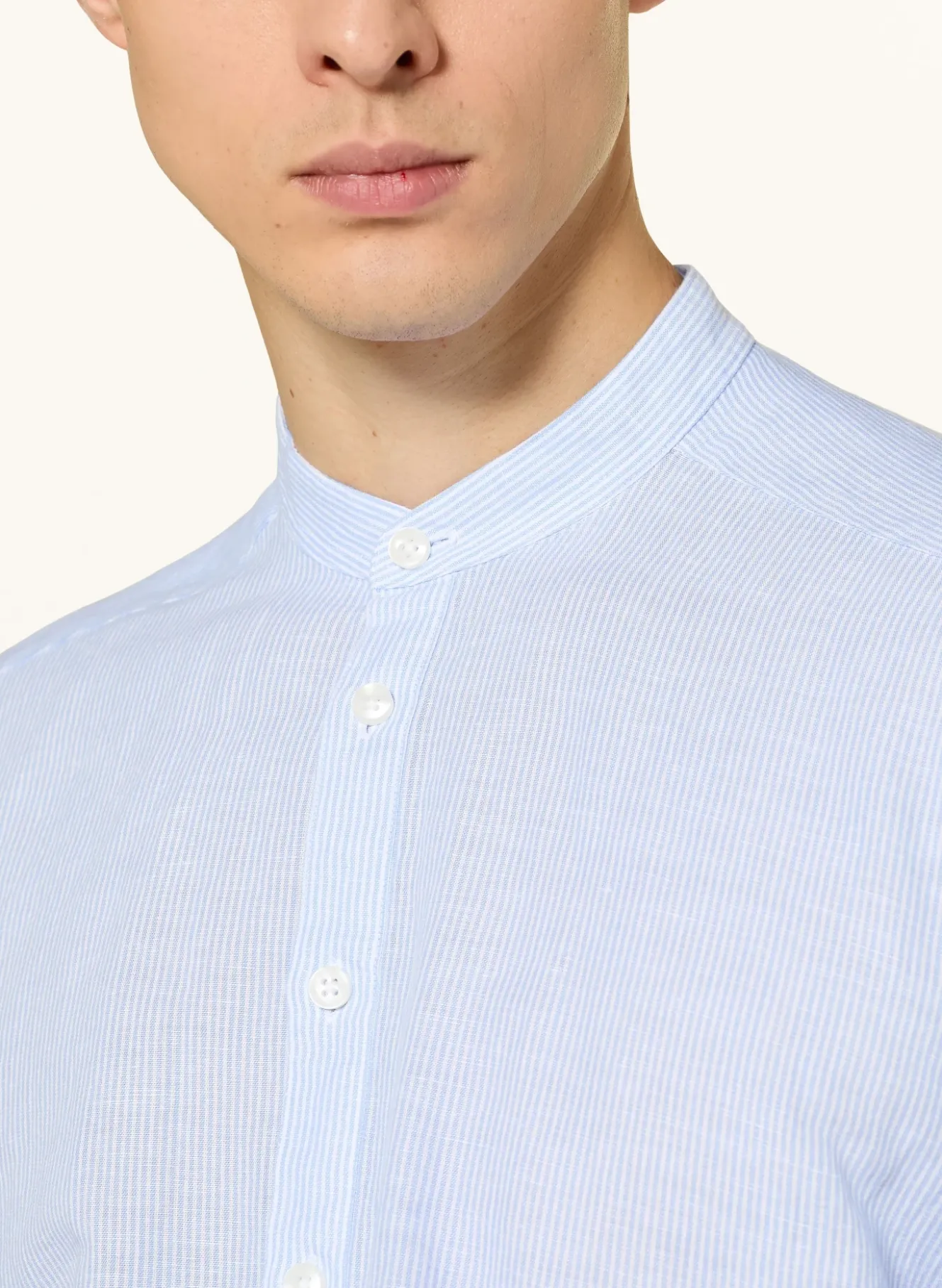 Hemd Regular Fit mit Leinen und Stehkragen