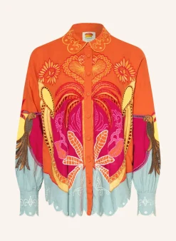 Hemdbluse USIACURI RICHELIEU mit Leinen und Lochspitze