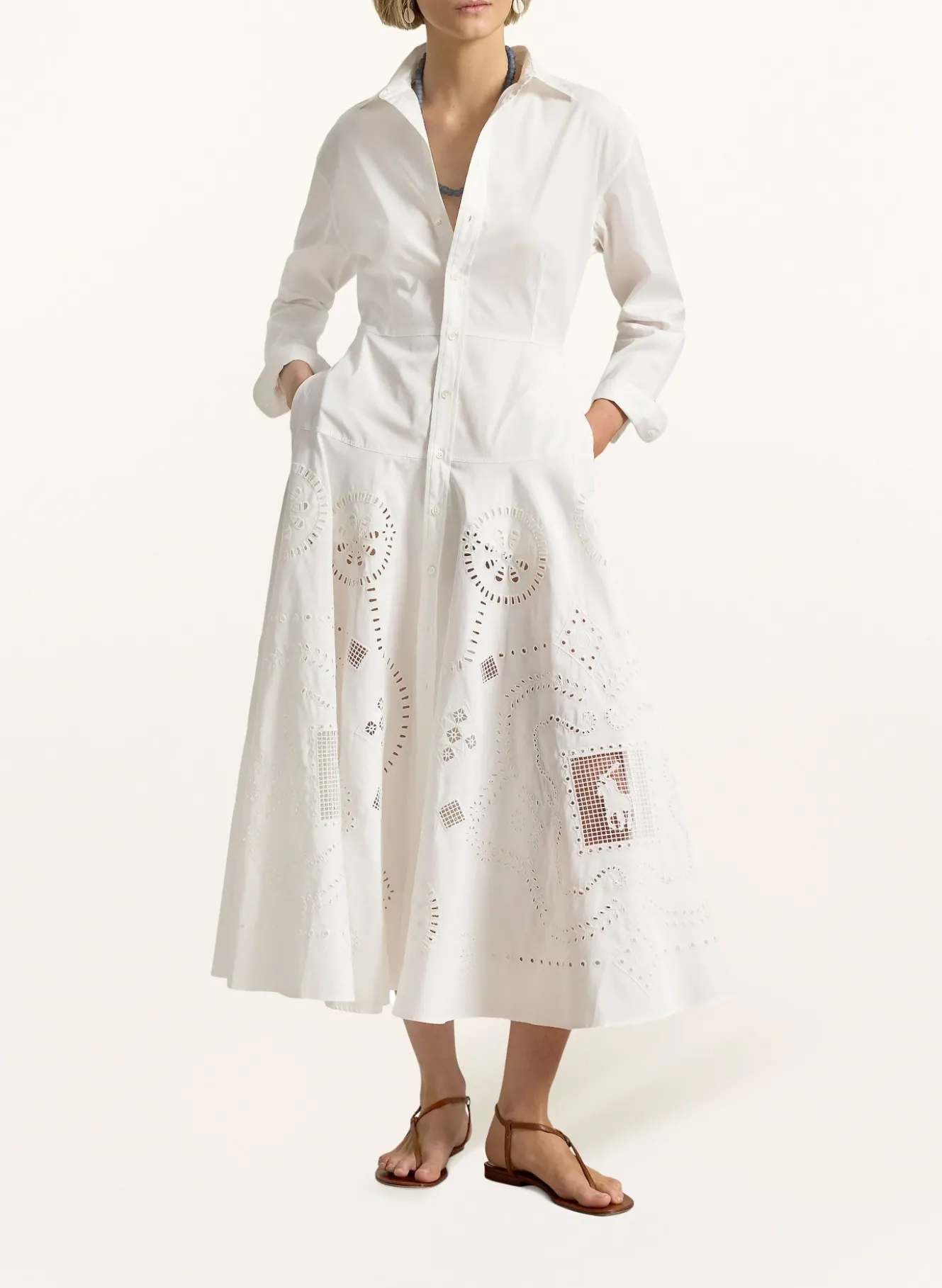 Hemdblusenkleid mit Lochspitze