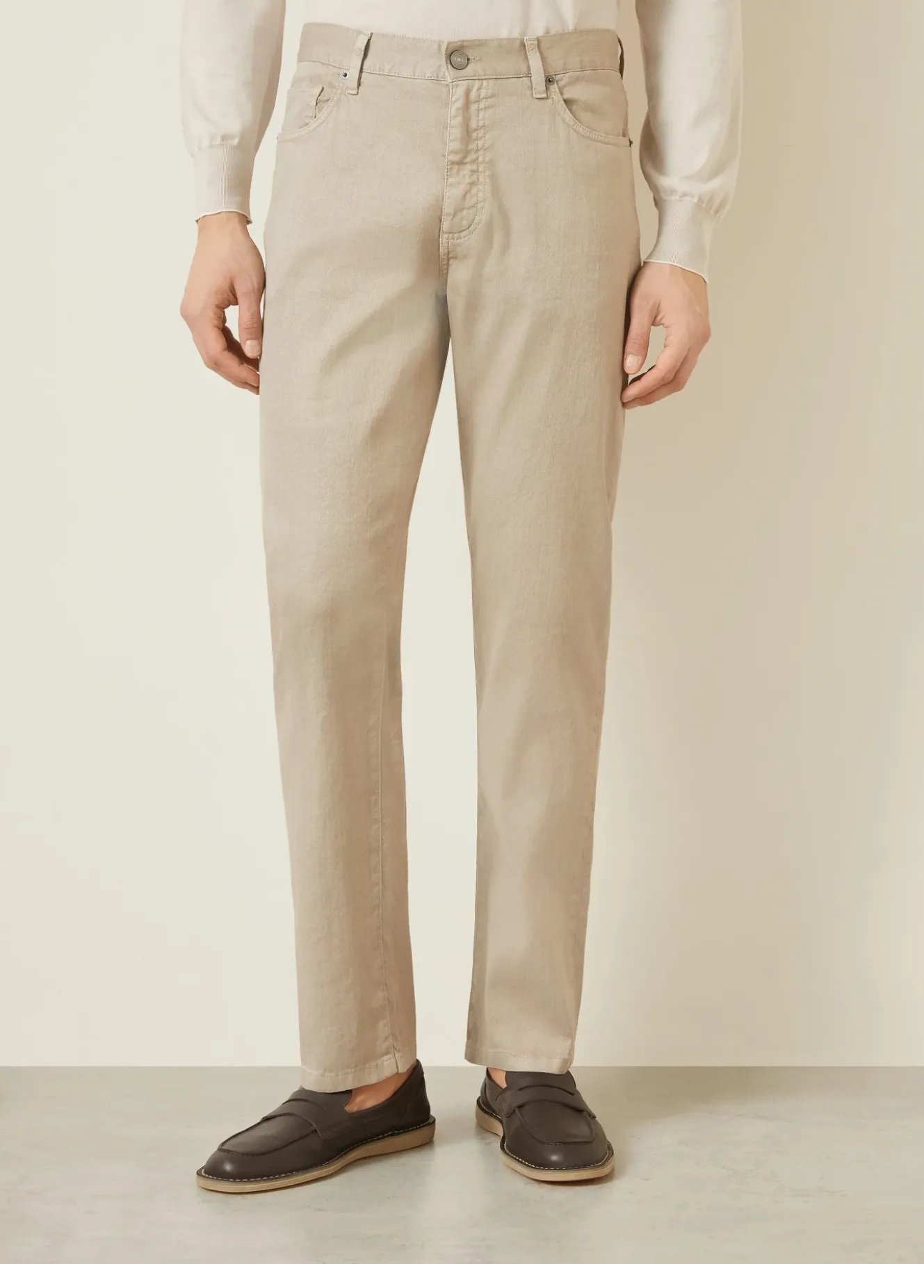 Hose Slim Fit mit Leinen