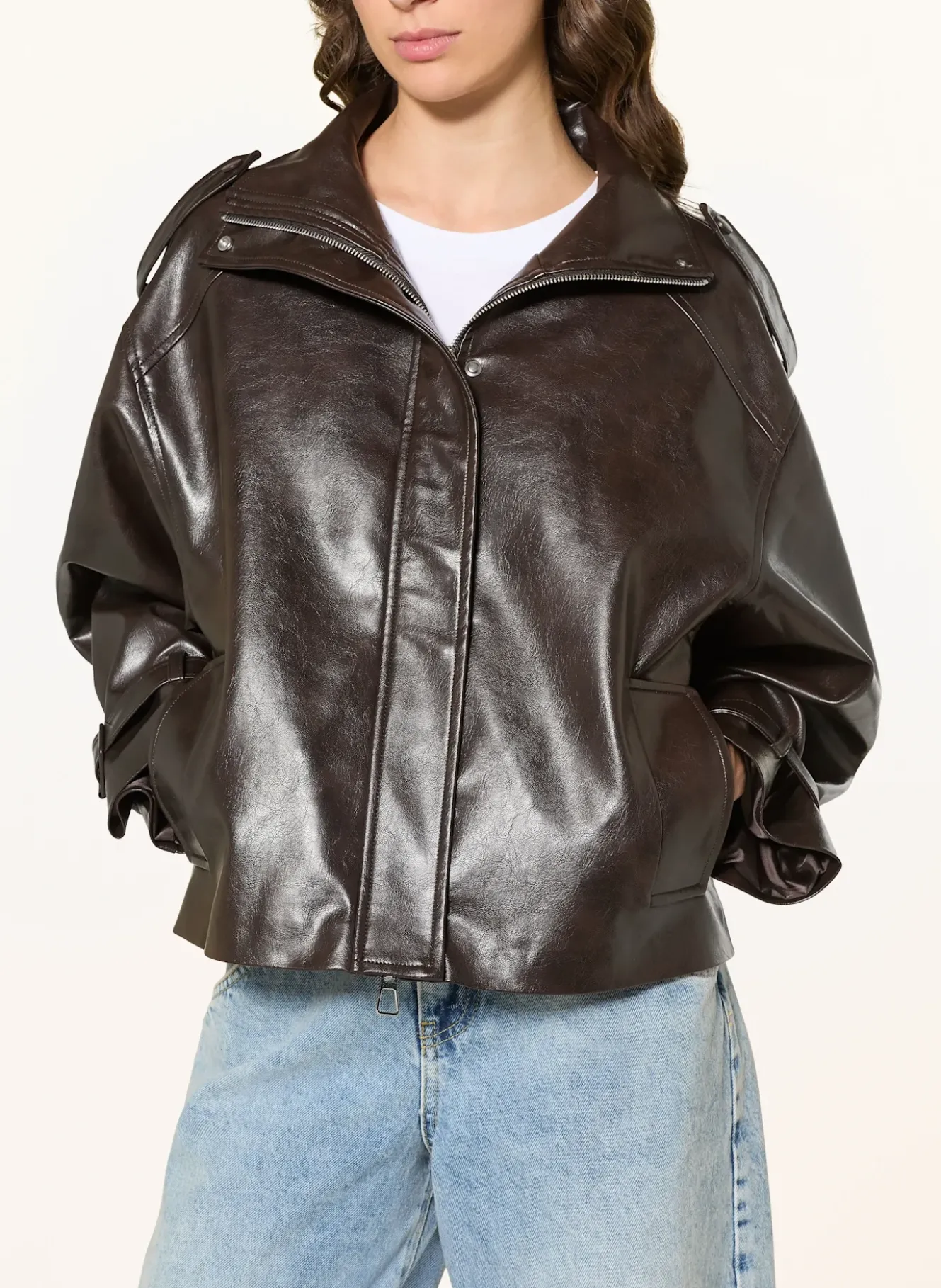 Jacke in Lederoptik