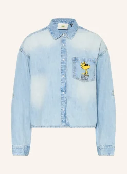 Jeansbluse mit Schmucksteinen