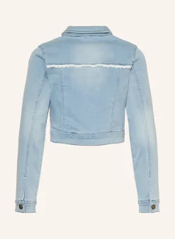 Jeansjacke mit Spitze und Pailletten