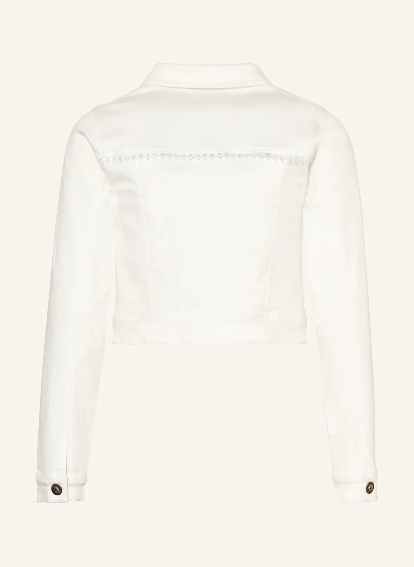 Jeansjacke mit Spitze und Pailletten