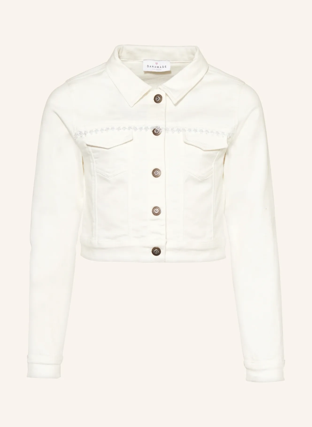 Jeansjacke mit Spitze und Pailletten