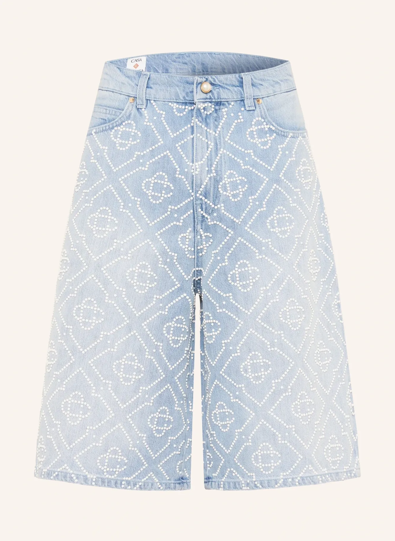 Jeansshorts mit Schmuckperlen