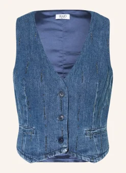 Jeansweste mit Schmucksteinen
