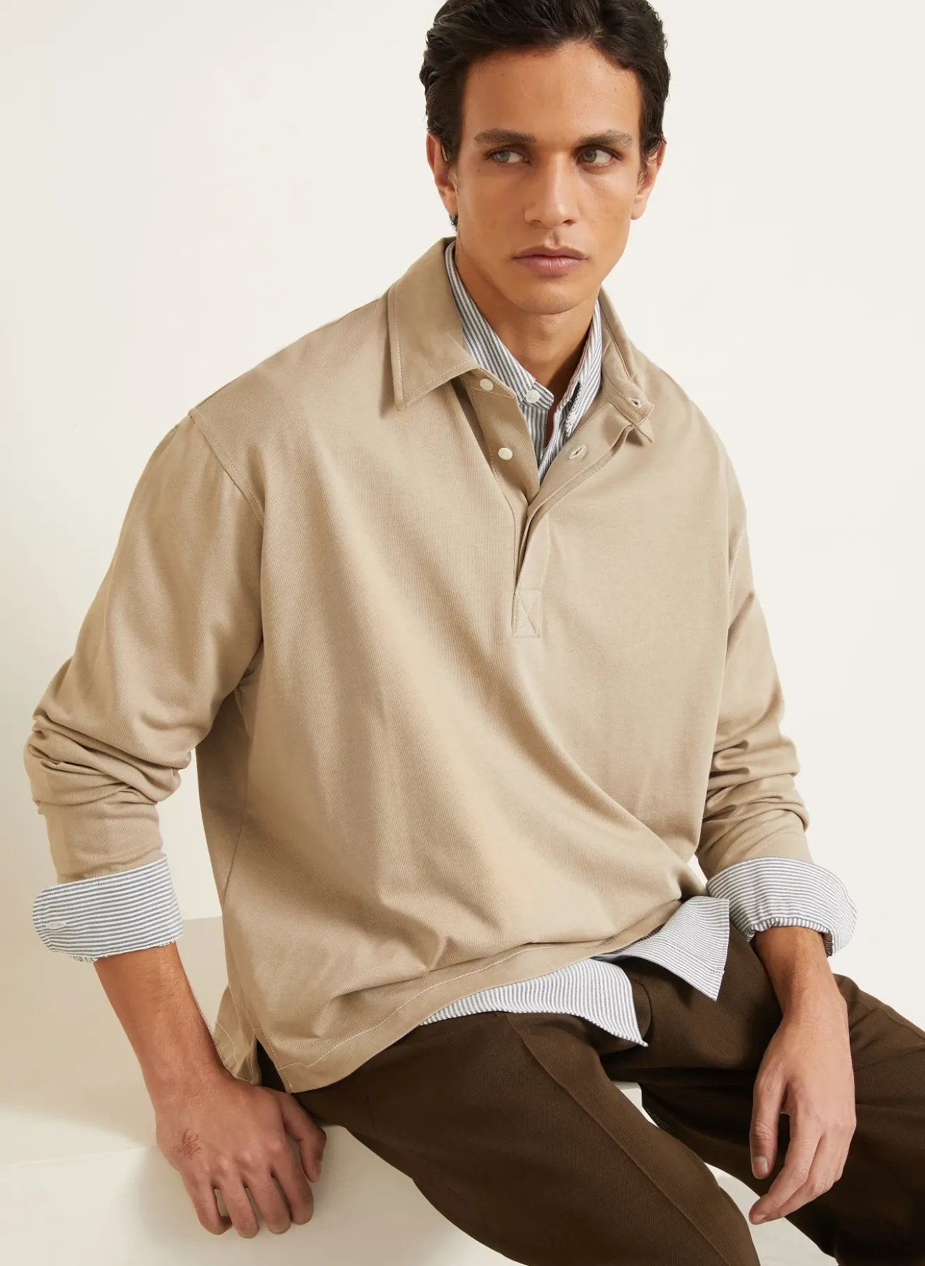 Jersey-Poloshirt Oversized Fit