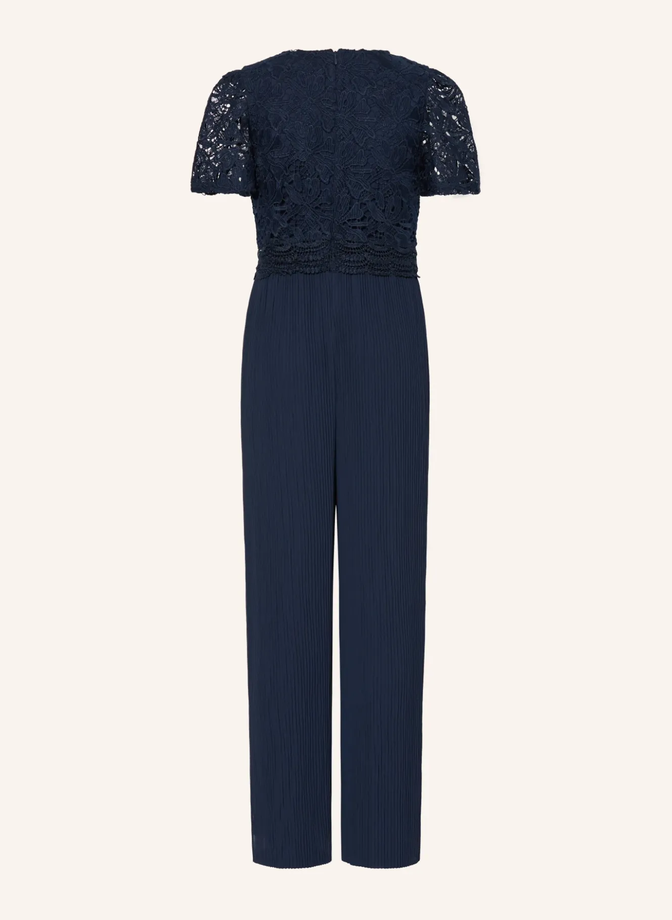 Jumpsuit mit Spitze und Plissees