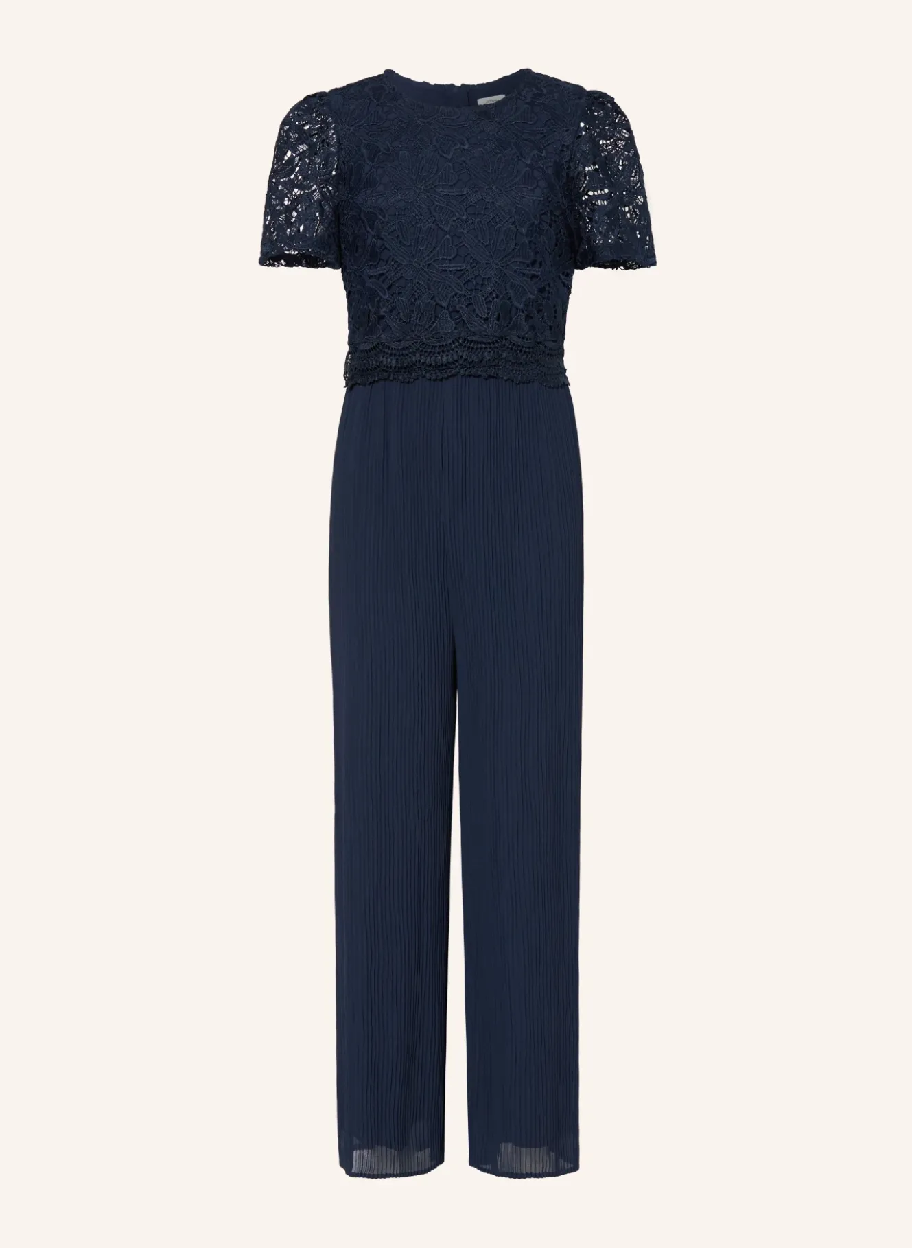 Jumpsuit mit Spitze und Plissees