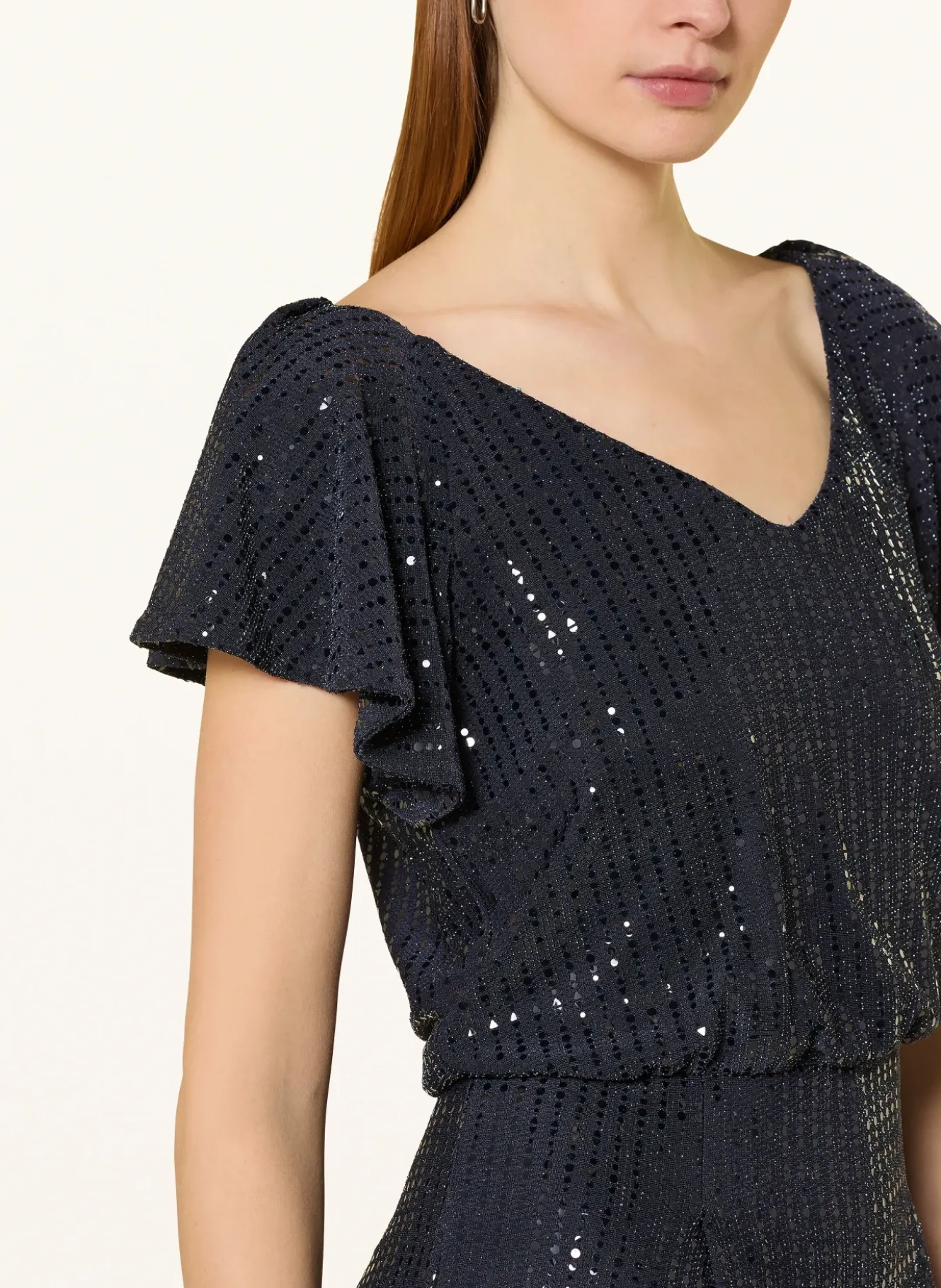 Jumpsuit mit Volants und Pailletten