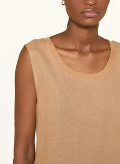 Kleid im Materialmix mit Leinen