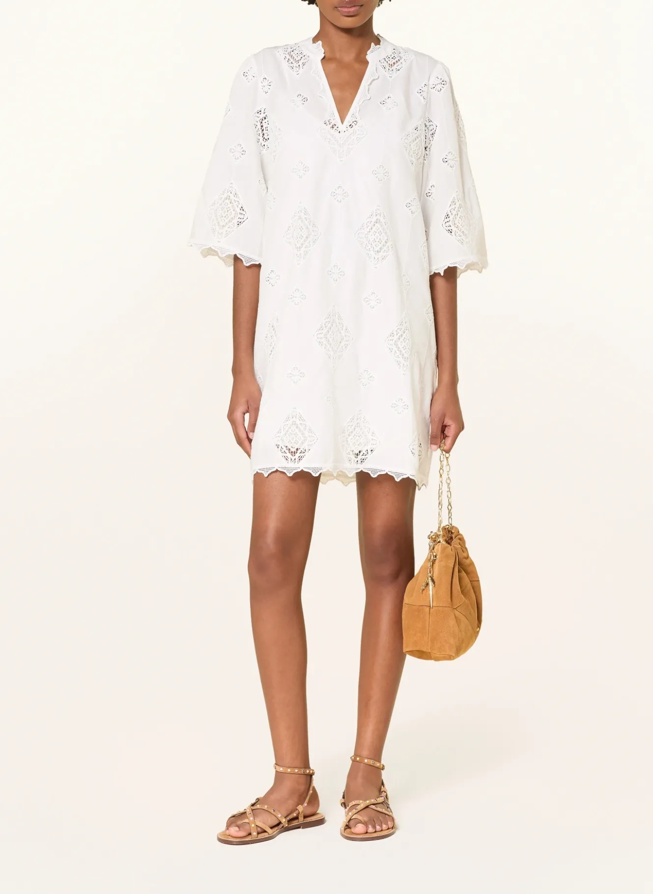 Kleid MALO mit Lochspitze und 3/4-Arm