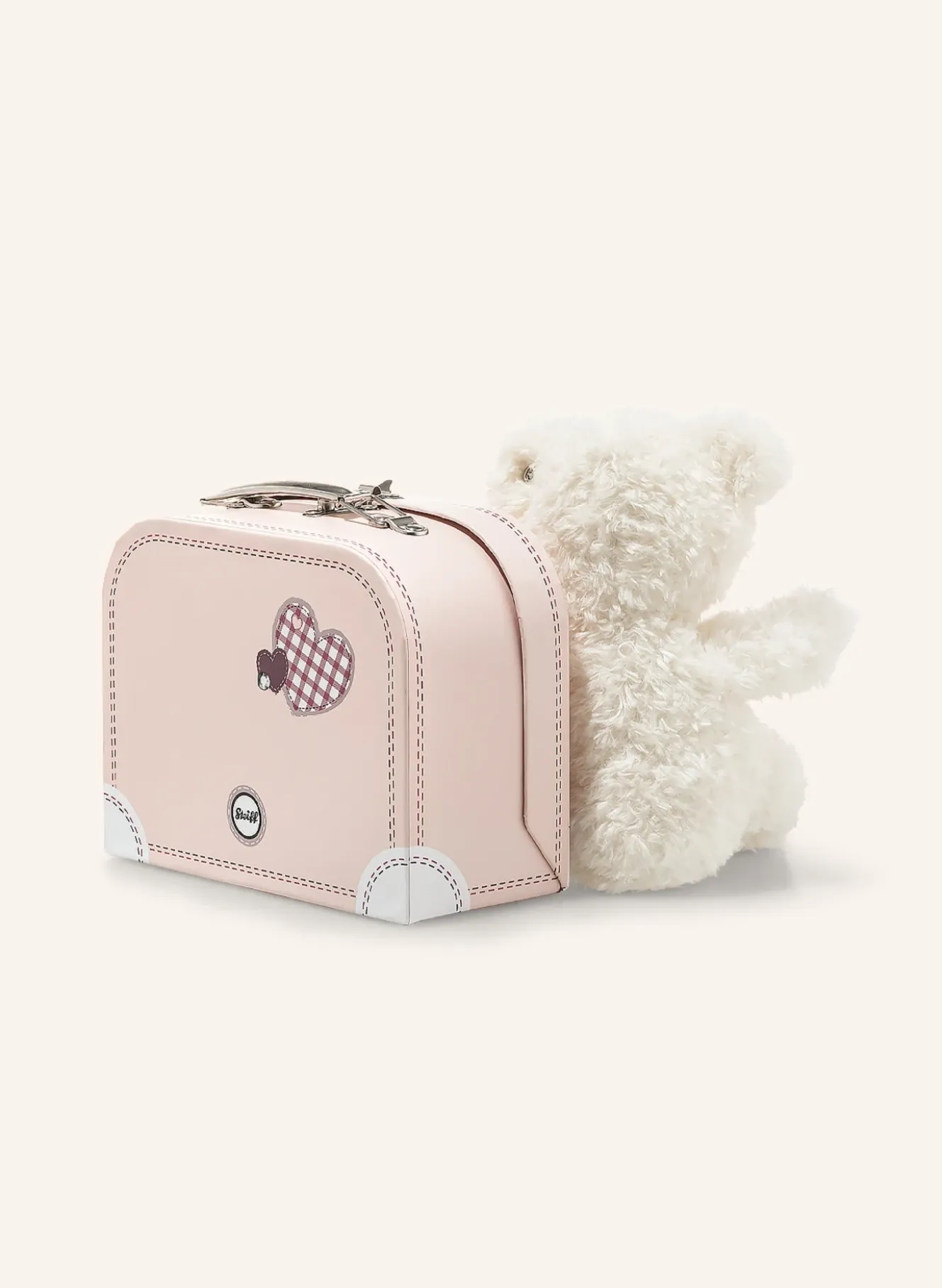 Kuscheltier Teddybär LOTTE 28 cm, weiss mit Koffer