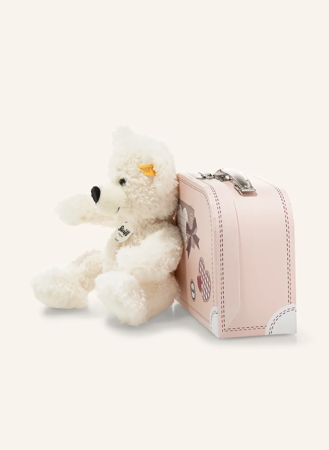 Kuscheltier Teddybär LOTTE 28 cm, weiss mit Koffer