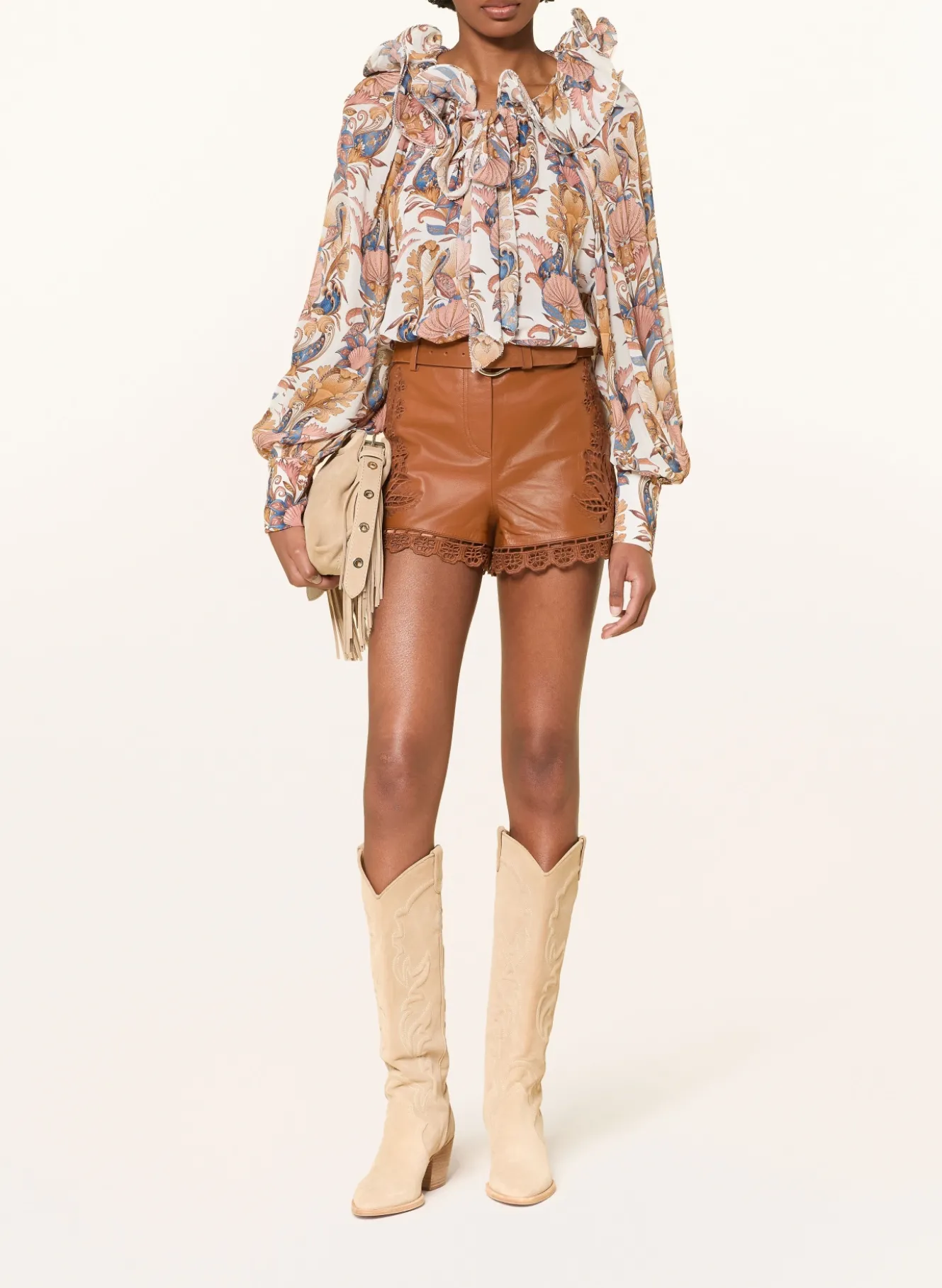 Ledershorts RICHILIEU mit Spitze