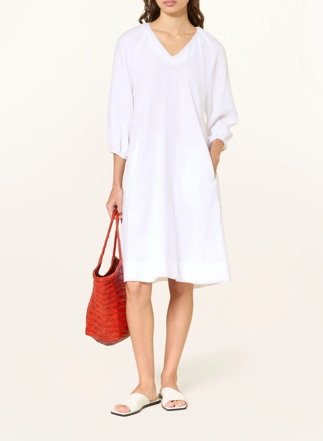 Leinenkleid mit 3/4-Arm