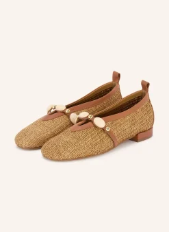 Mary-Jane-Ballerinas RAFIA IBIZA mit Schmucksteinen