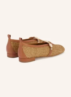 Mary-Jane-Ballerinas RAFIA IBIZA mit Schmucksteinen