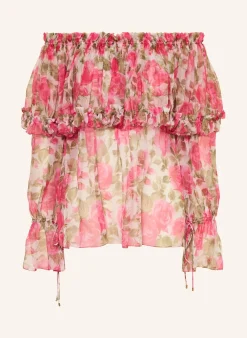 Off-Shoulder-Bluse aus Seide mit Rüschen