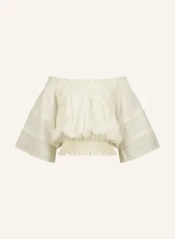 Off-Shoulder-Bluse LILIANNE mit Lochspitze und Rüschen