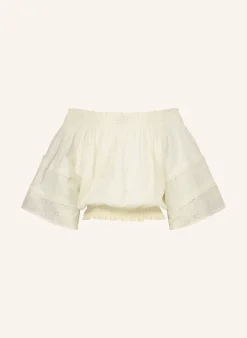 Off-Shoulder-Bluse LILIANNE mit Lochspitze und Rüschen