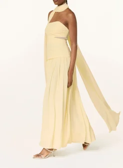 Off-Shoulder-Kleid mit abnehmbarem Schal und Plissees