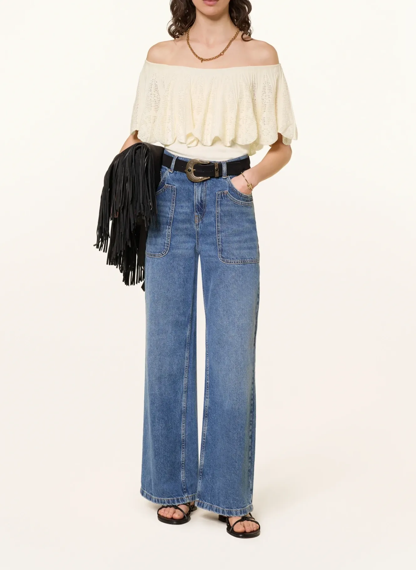 Off-Shoulder-Stricktop SALDA mit Volants