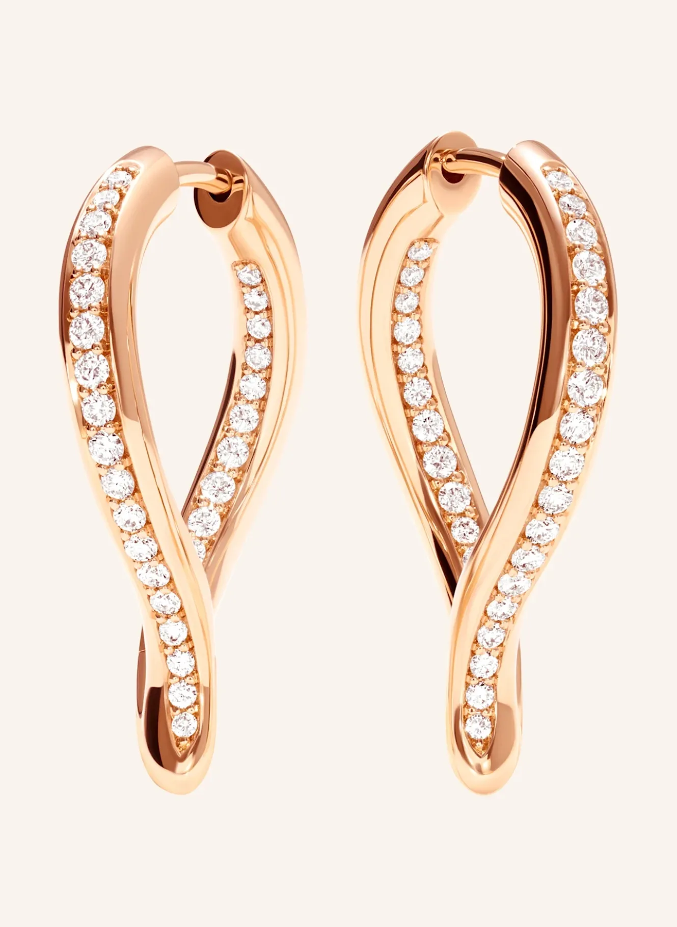 Ohrhänger OHRHÄNGER SIGNATURE HOOP TWISTED DROP MIT DIAMOND PAVÉ 18K Roségold